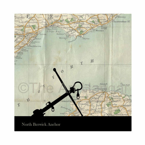 Old Map Silhouette Giclée print of the Ship's Anchor, North Berwick