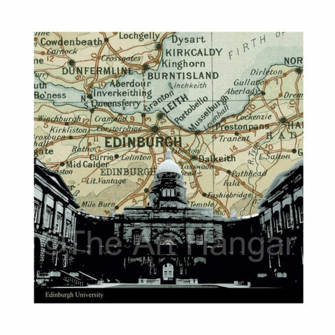 Old Map Silhouette Giclée print of the Edinburgh University